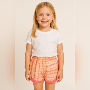 Hind Girls Dolphin Running Shorts Tie Dye White Orange Pink Pull-Up Size 6X